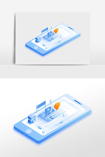 蓝色2.5D智慧停车停车场图片