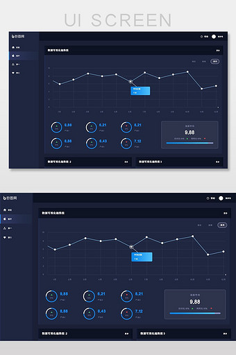 蓝色产品数据可视化后台数据趋势图图片