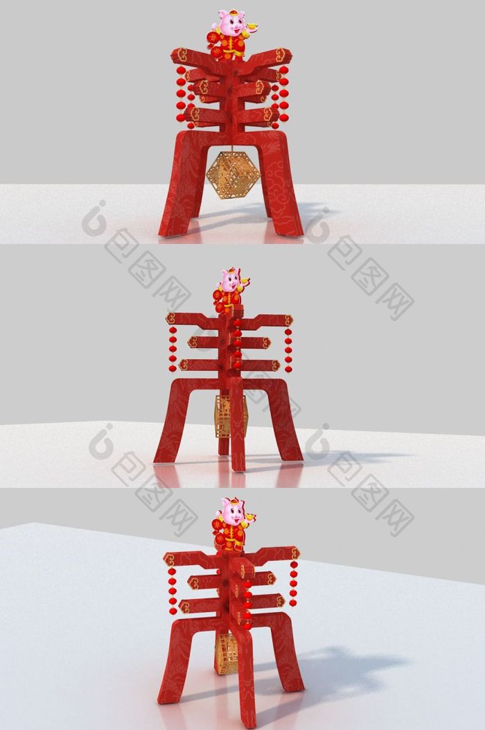 【春节装饰美陈3d模型】图片下载-包图网