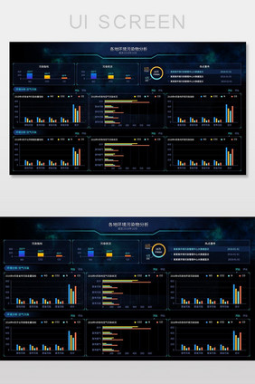 黑色炫酷环境环保行业大数据界面