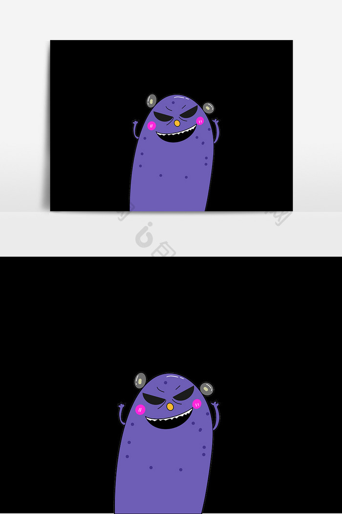紫色卡通动物元素