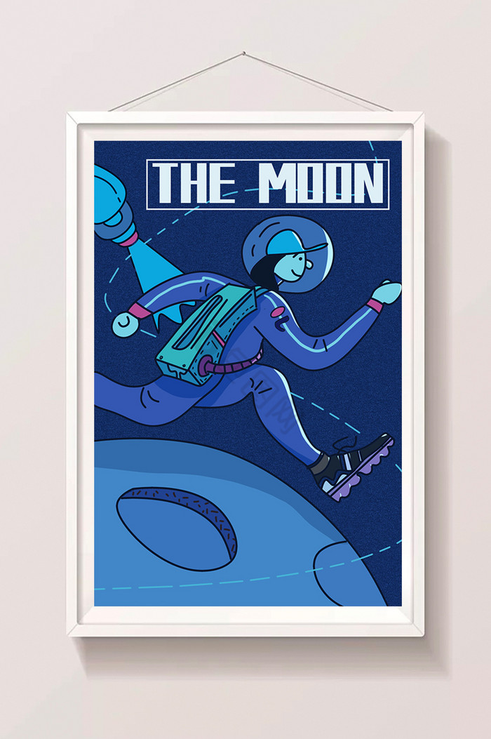 月球探险宇宙漫步插画图片