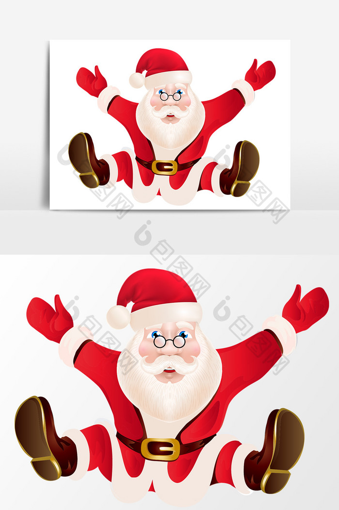 卡通圣诞老人元素设计手绘