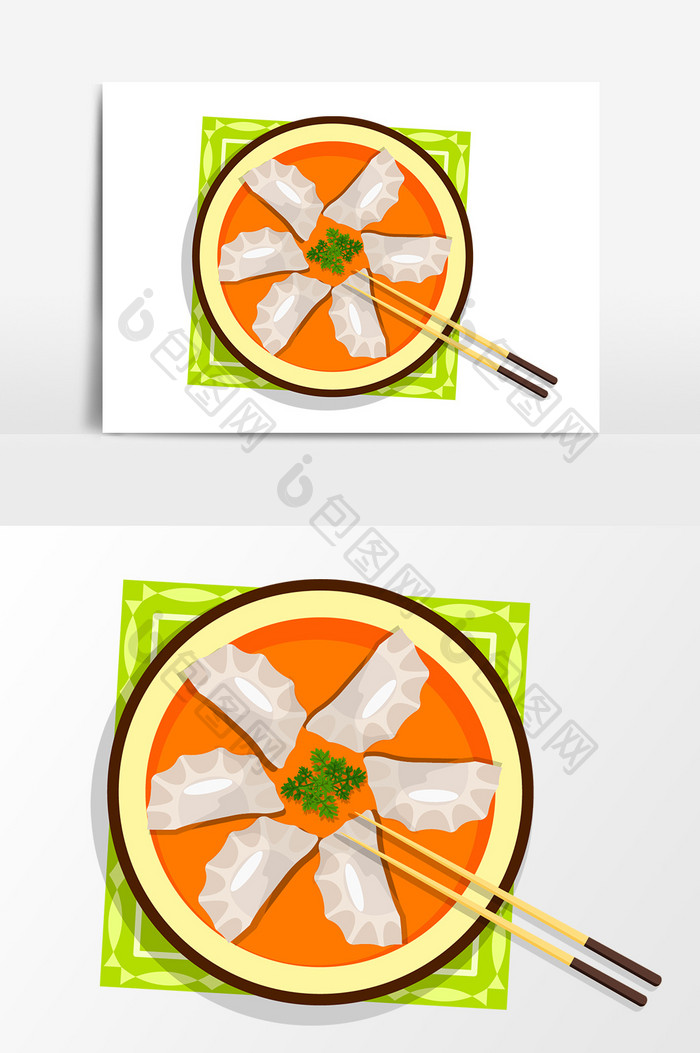 手绘中国食物饺子设计元素