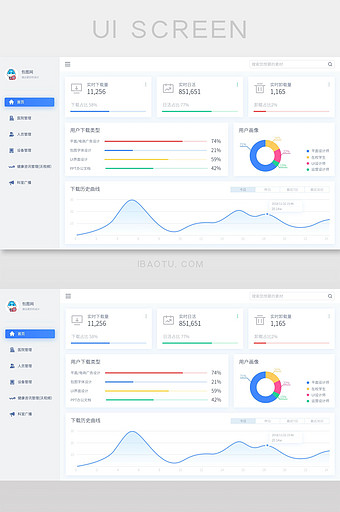 白色简约大气数据可视化后台界面图片