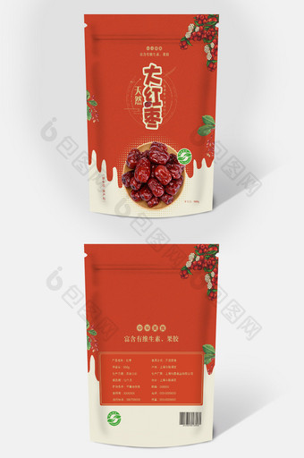 东北大红枣干果包装袋设计图片