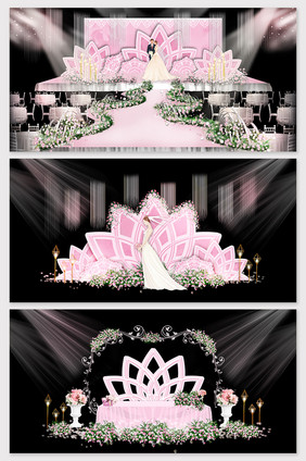 简约花朵粉色婚礼效果图