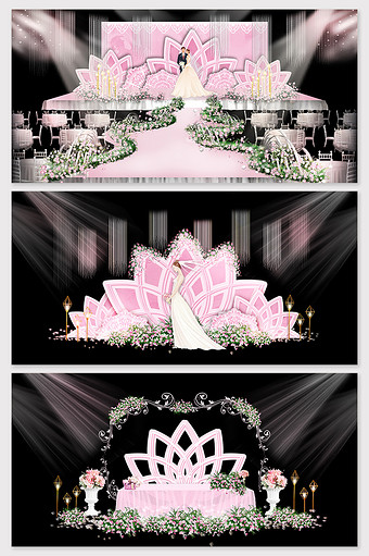 简约花朵粉色婚礼效果图图片
