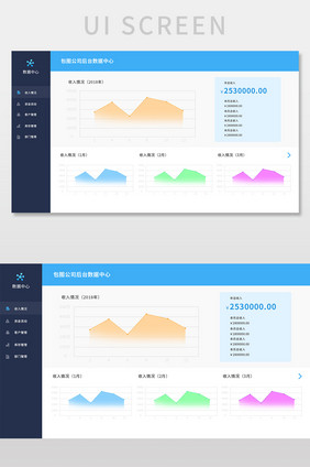 蓝色简约大气后台收入数据UI设计