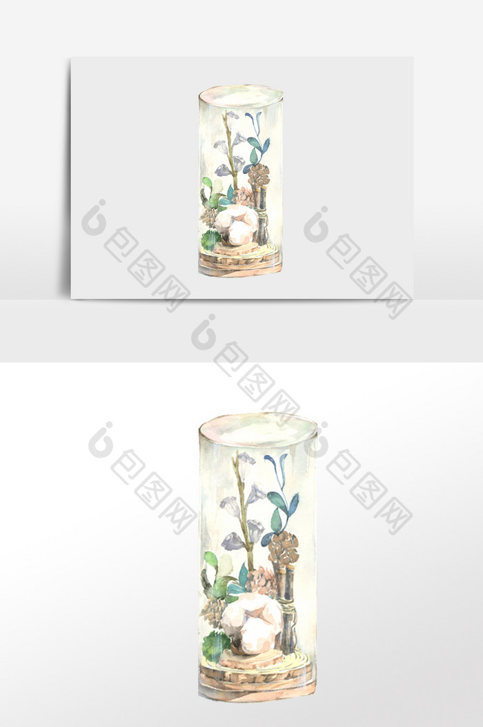 玻璃棉花植物装饰元素
