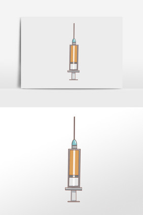 手绘黄色药物注射器元素