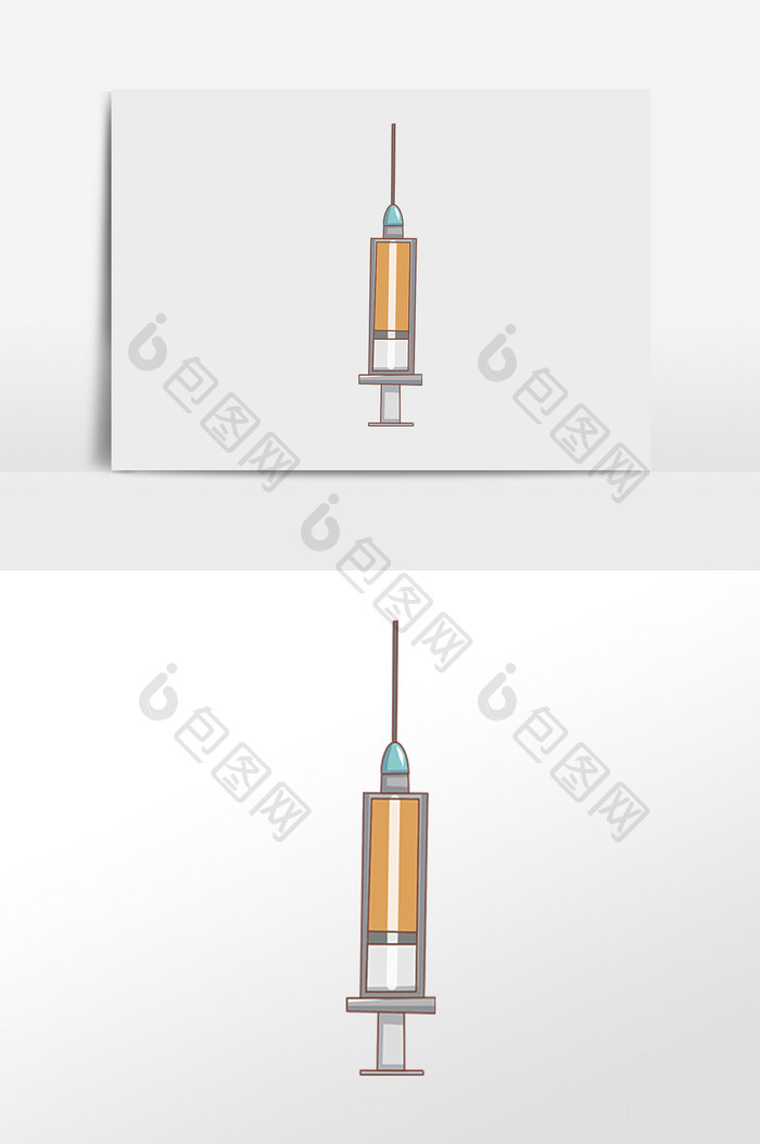 手绘黄色药物注射器元素