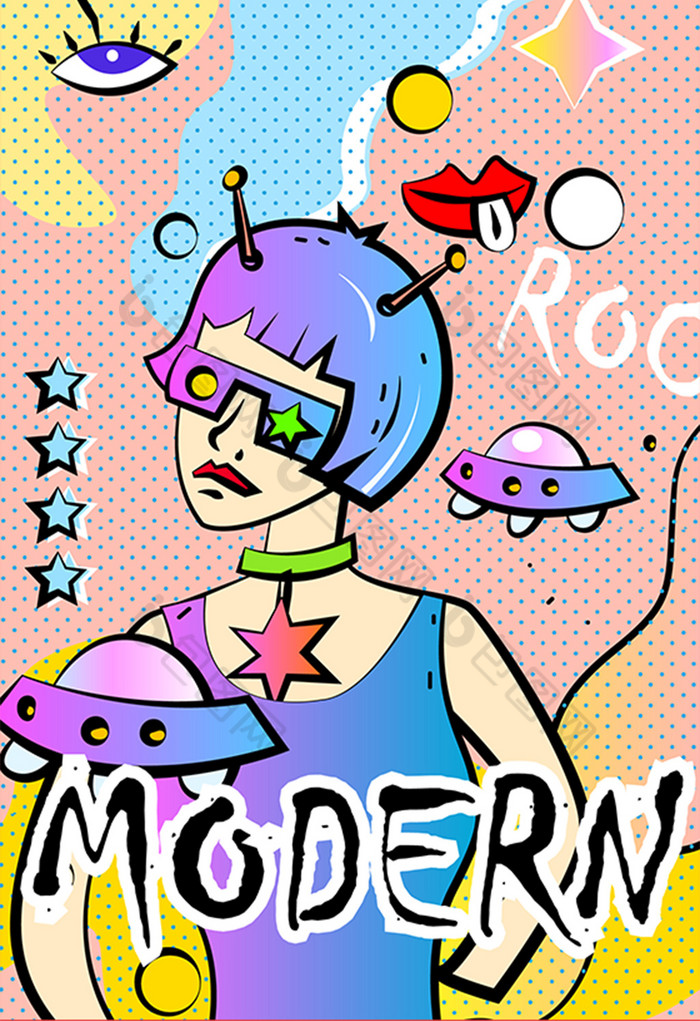 朋克蒸汽涂鸦modern摩登插画图片