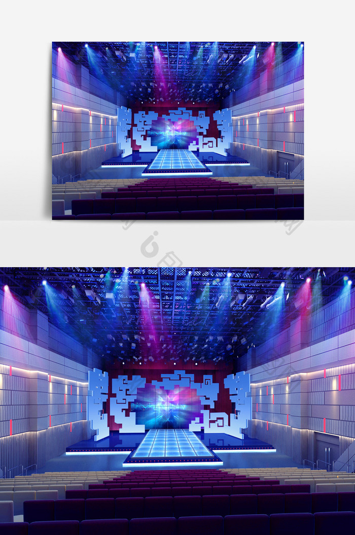 室内表演舞台设计3d模型效果图