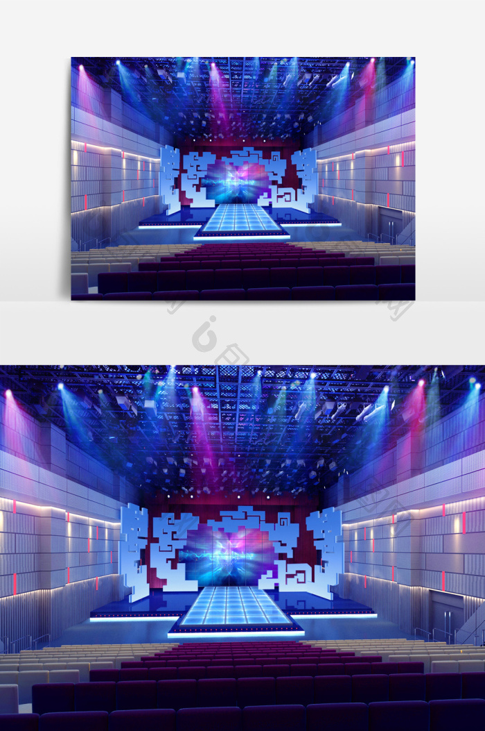【室内表演舞台3d模型效果图】图片下载-包图网