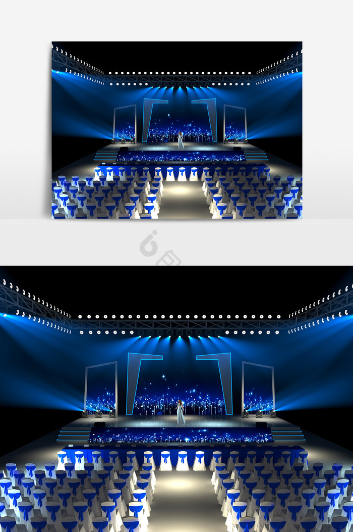 蓝色调庆典设计3d模型效果图图片
