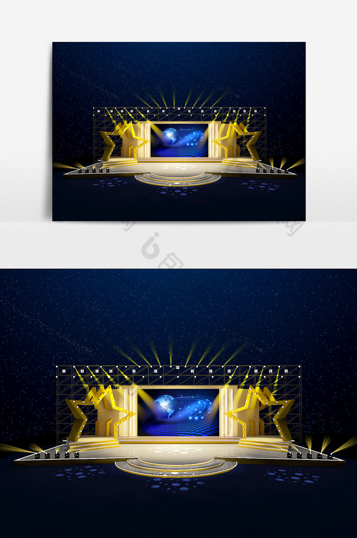 星光主题明星舞台设计3d模型效果图