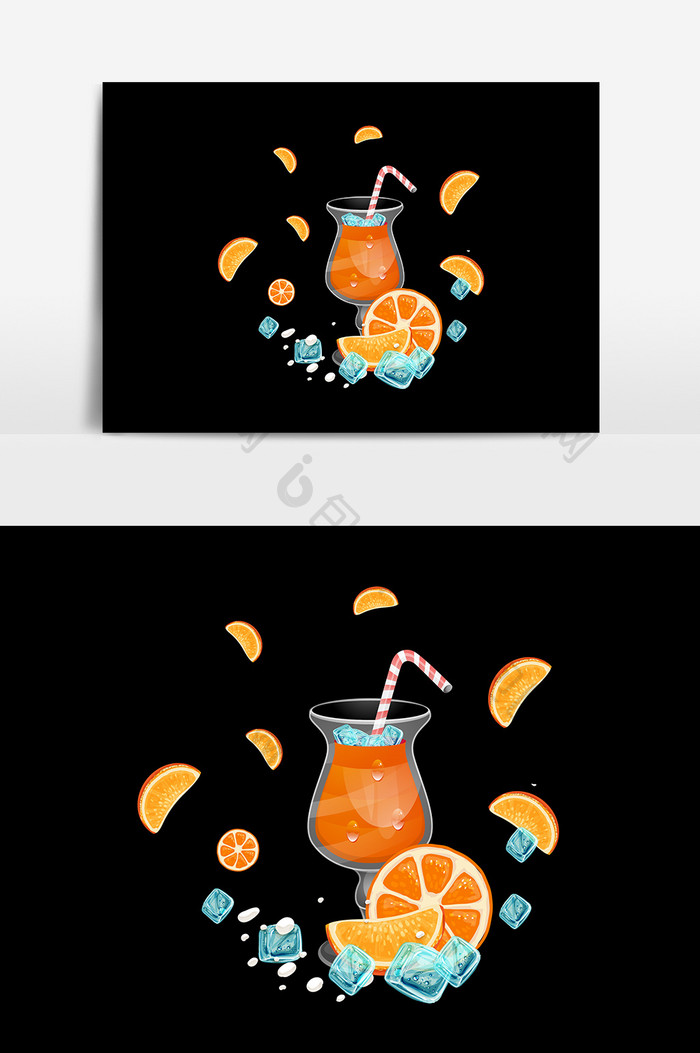 卡通手绘橙汁设计元素