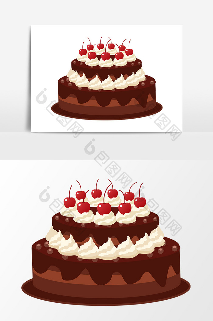 卡通手绘双层蛋糕元素