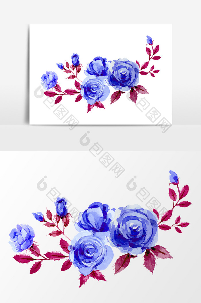 手绘蓝色花朵设计元素