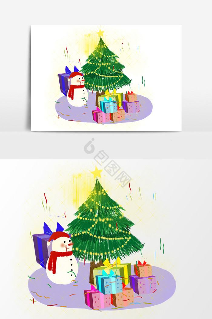 圣诞树雪人礼物图片