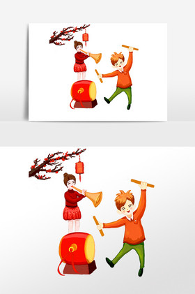 新年打鼓吹喇叭人物