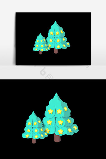 卡通装饰圣诞树设计元素图片