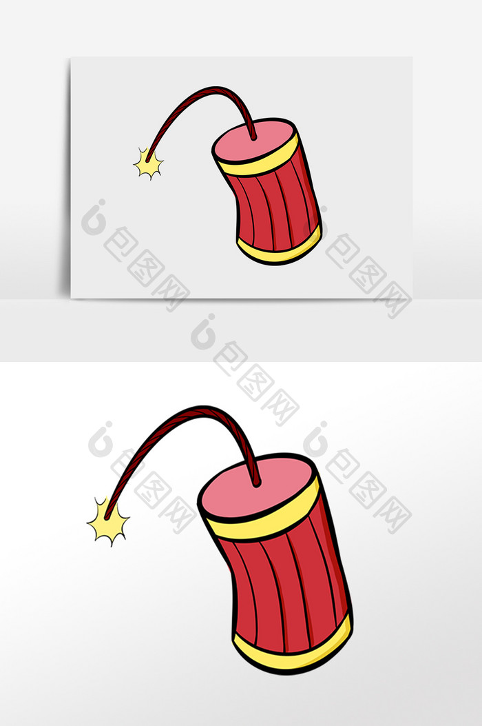 手绘新年红色炮仗元素