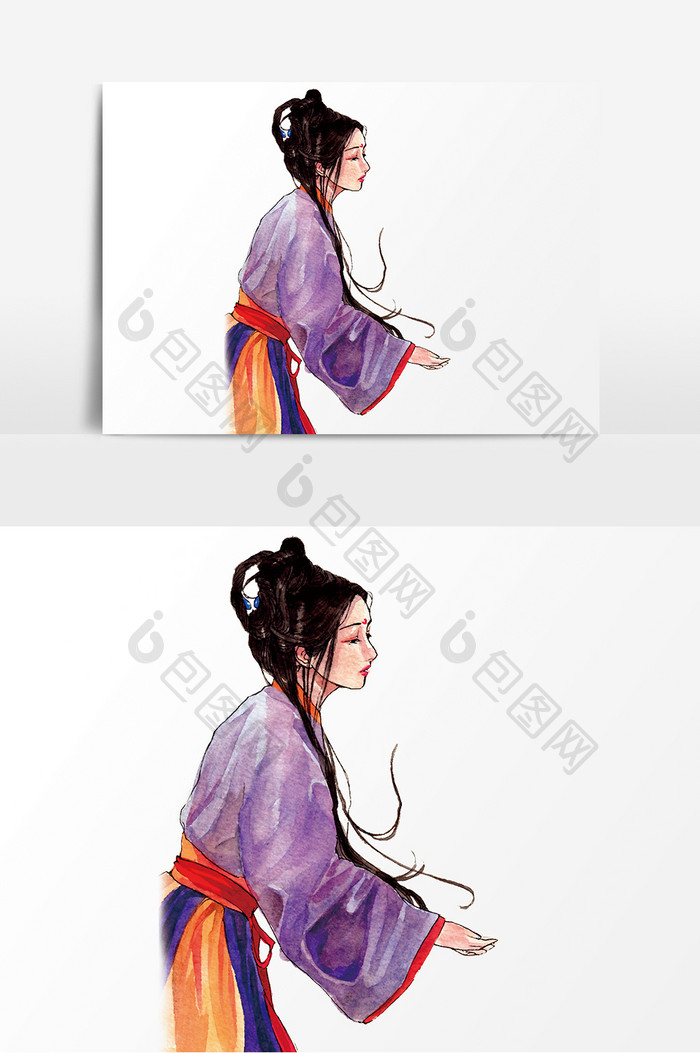 中国风紫衣古典美人元素