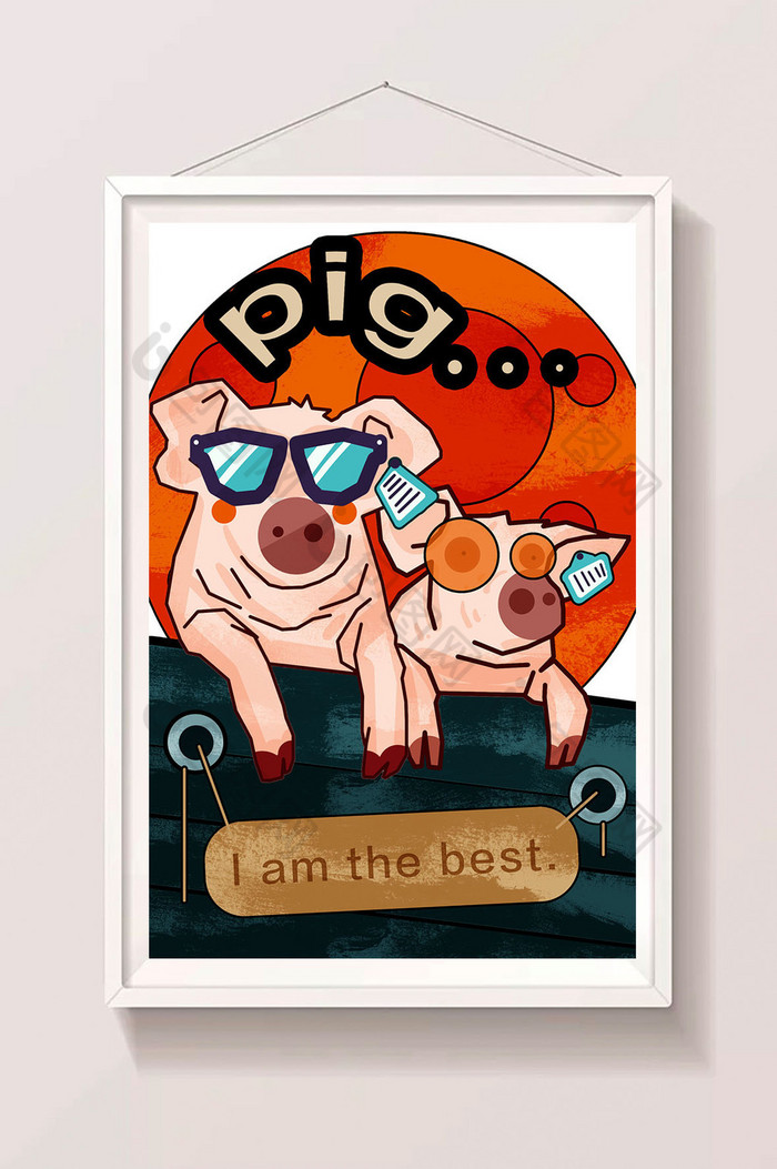 涂鸦潮流猪插画图片图片