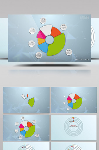 高级灰百分比饼状图数据图表AE模板图片