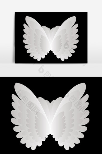 手绘精美白色翅膀元素图片