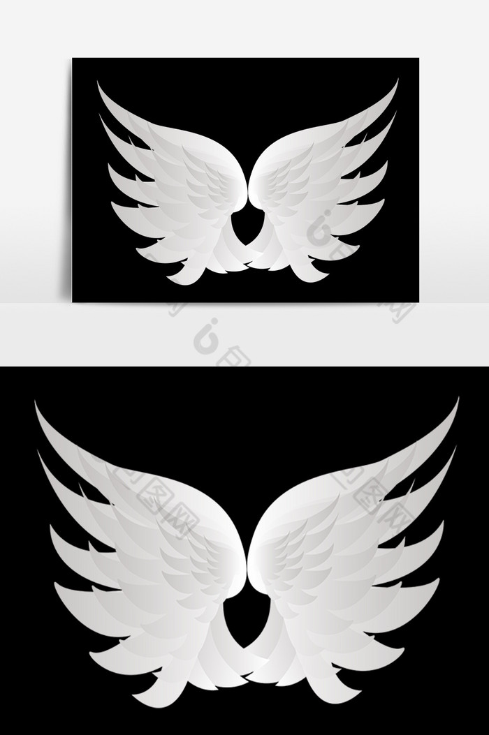 手绘白色梦的翅膀元素图片