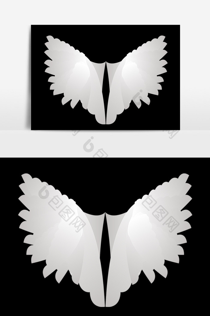 手绘白色动物翅膀元素