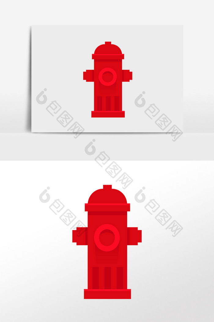 手绘消防工具红色消防栓元素