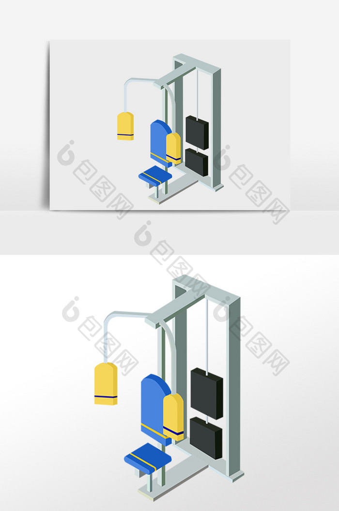 手绘健身器材训练器元素