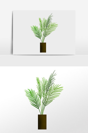 手绘散尾葵盆栽素材