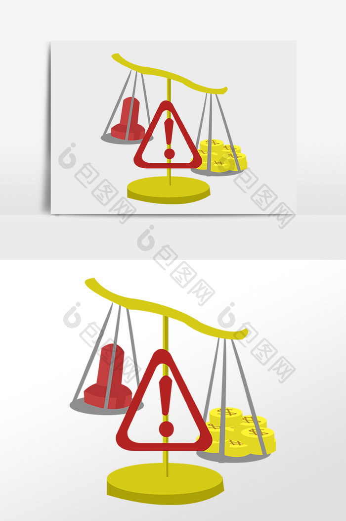 手绘反腐天平秤素材