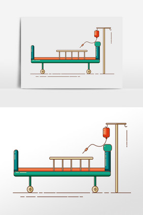 手绘医疗病床素材