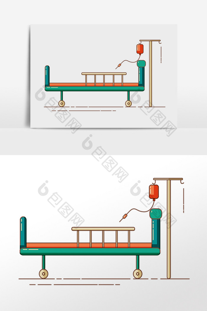 手绘医疗病床素材