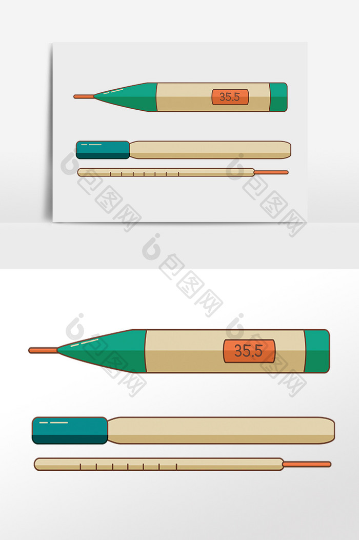 手绘医疗体温计素材