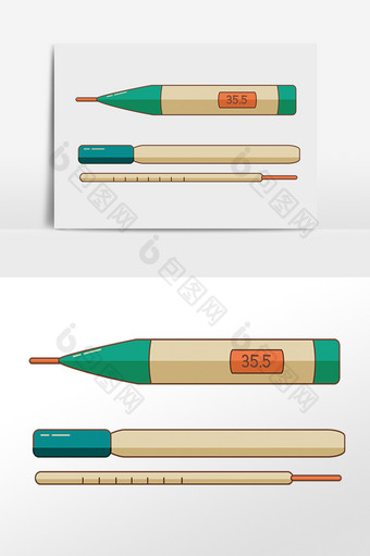 手绘医疗体温计素材图片