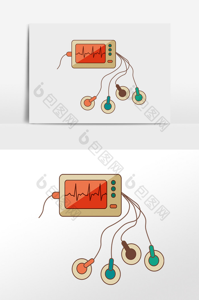 手绘医疗心电图素材