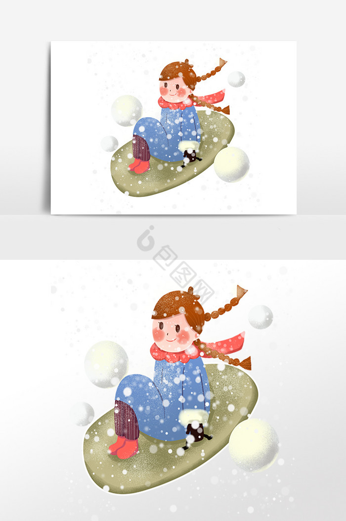 冬至滑雪小女孩图片