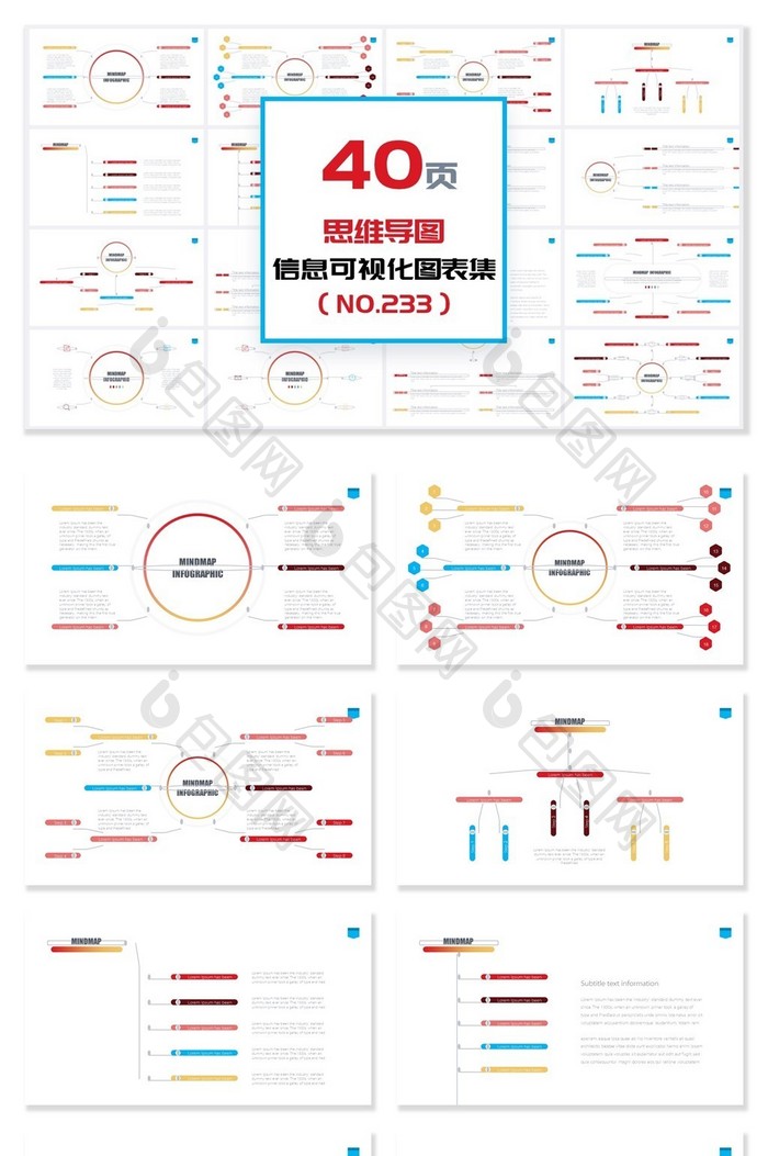 40页思维导图信息可视化PPT图表