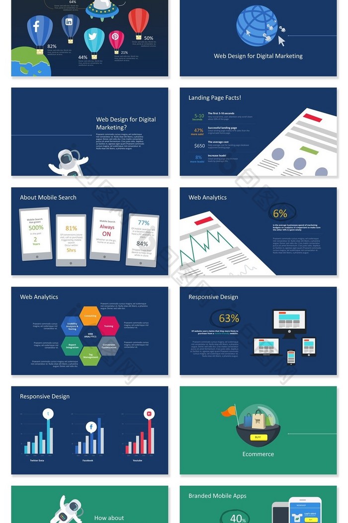 40页太空卡通信息可视化PPT图表