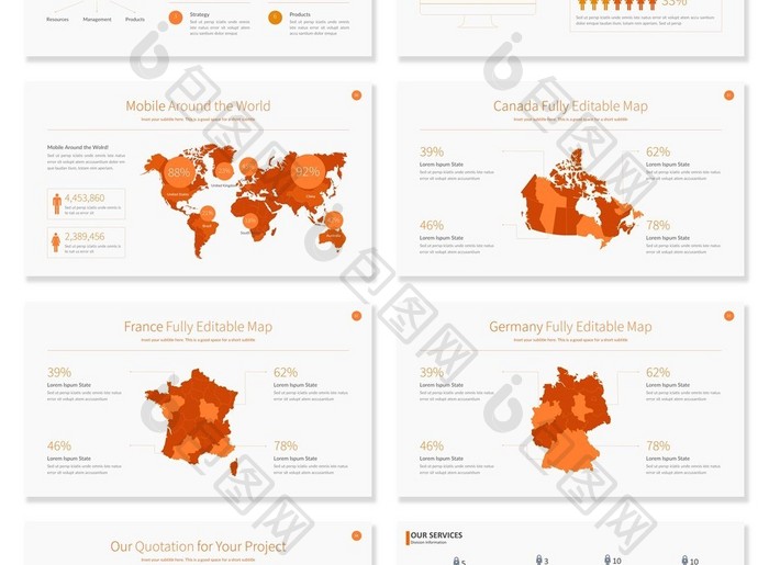 40页橙色VS小人信息可视化PPT图表