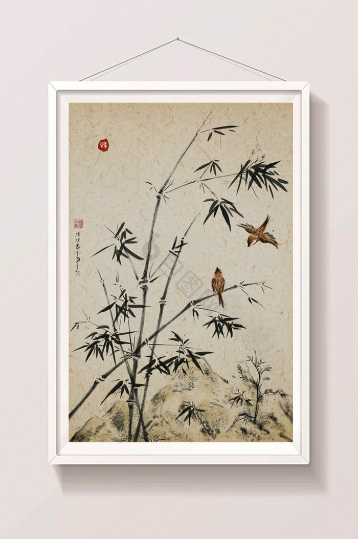 中国画做旧写意花鸟图片