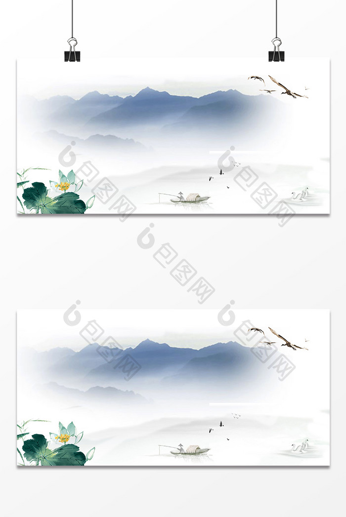 中国风自然风景背景设计