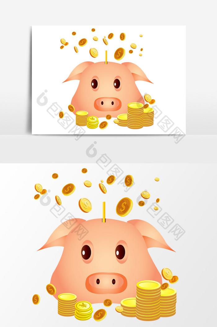 手绘小猪存钱罐设计元素